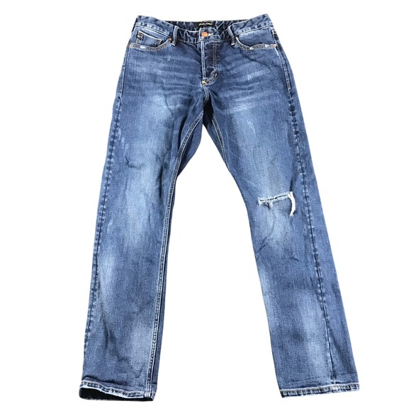 Dear John Denim - Dear John American Classic Distressed Straight Leg Jeans Blue Medium Wash Sz 27